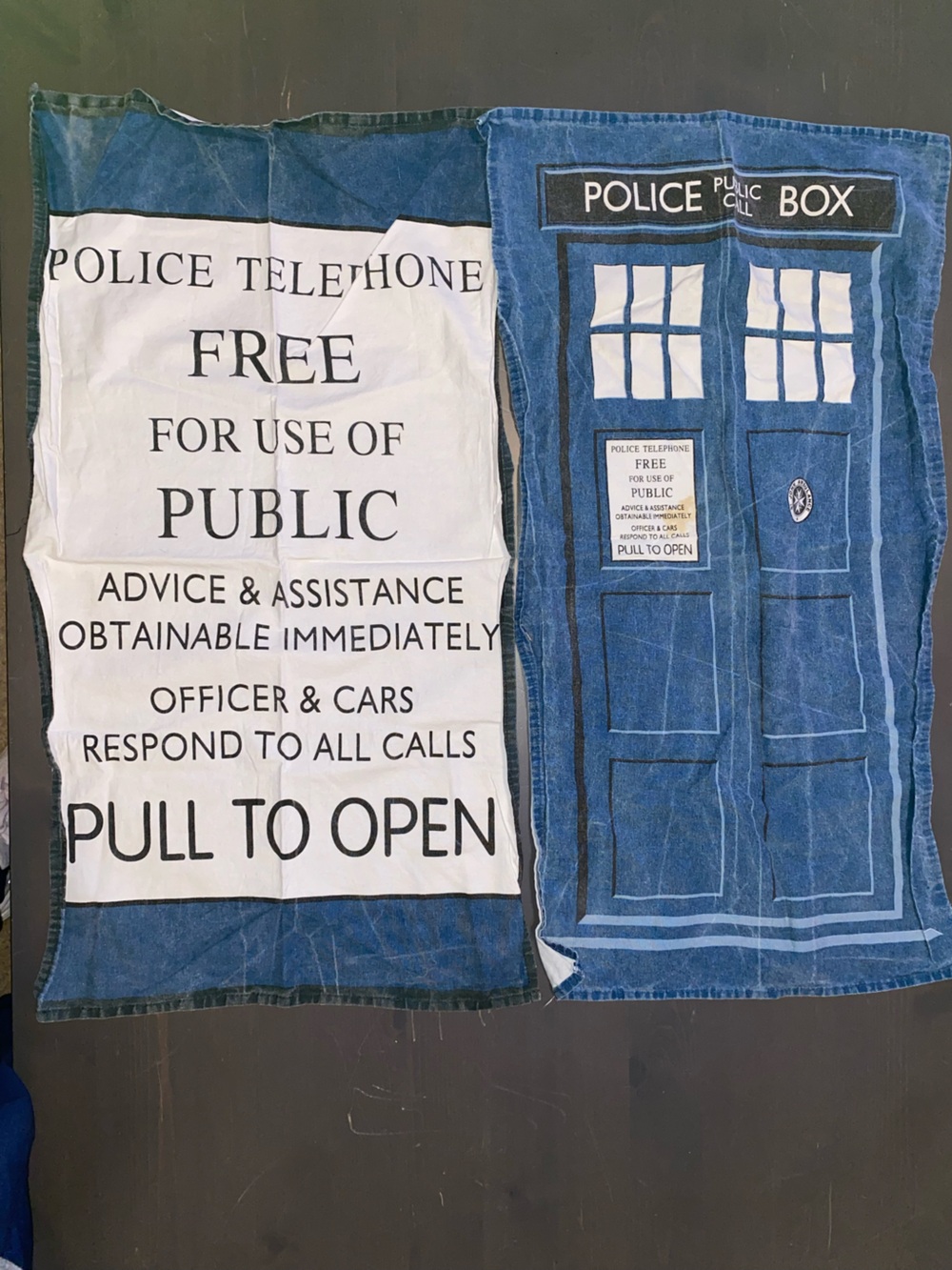 Doctor Who TARDIS Kitchen Tea Towels Set of 2 BBC Underground Toys 2012